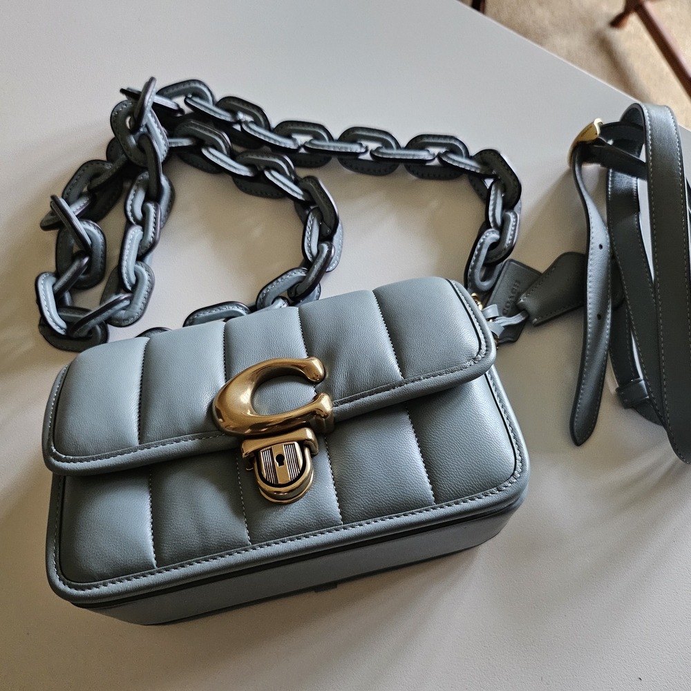 Brass/Sage Studio Shoulder Bag 19 With Quilting